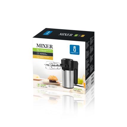 Aigostar - Ръчен миксер 300W/230V черен/матов хром