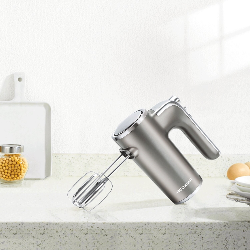 Aigostar - Ръчен миксер 400W/230V сив/матов хром
