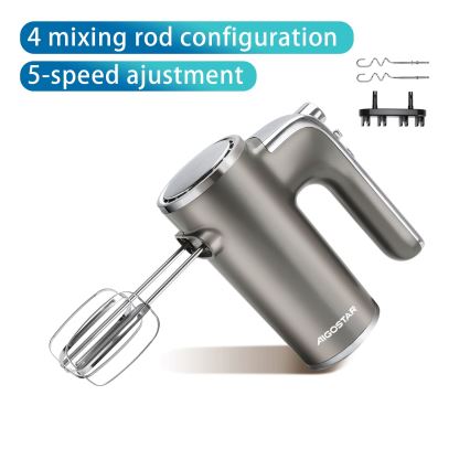 Aigostar - Ръчен миксер 400W/230V сив/матов хром