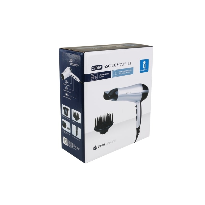 Aigostar - Сешоар 2200W/230V сребрист/черен