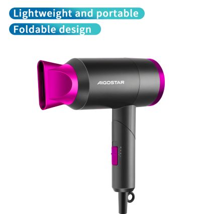 Aigostar - Сешоар за пътуване 1800W/230V лилава/черен