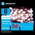 Aigostar - Соларен LED гирлянд 100x LED / 8 режима, 12 m, IP65, 800 mAh, студено бяло