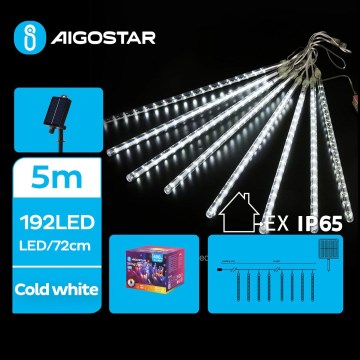 Aigostar - Соларен LED гирлянд 192 LED/8 m IP65 1200 mAh студена бяла светлина