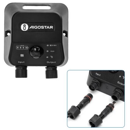 Aigostar - Соларен LED полилей със сензор, 2xLED/70W/12V, 12000 mAh, 6500K, IP65, диаметър 12 см + дистанционно управление