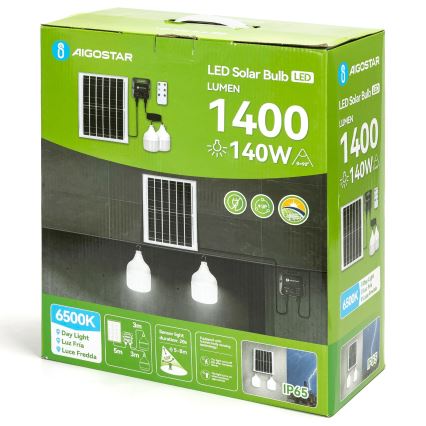 Aigostar - Соларен LED полилей със сензор, 2xLED/70W/12V, 12000 mAh, 6500K, IP65, диаметър 12 см + дистанционно управление