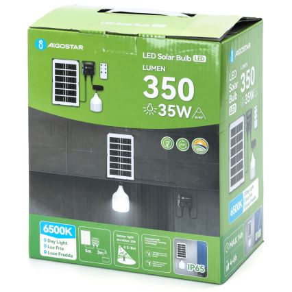 Aigostar - LED соларен полилей със сензор LED/35W/12V 3000 mAh 6500K IP65 Ø 10 см + дистанционно управление