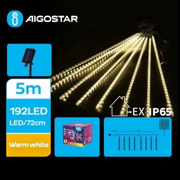 Aigostar - соларен LED коледен гирлянд 192xLED/8m IP65 1200 mAh топло бяло