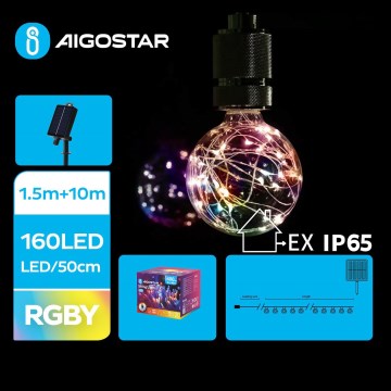 Aigostar - Соларен коледен гирлянд 20xLED/8 функции, 11,5 m, IP65, многоцветен