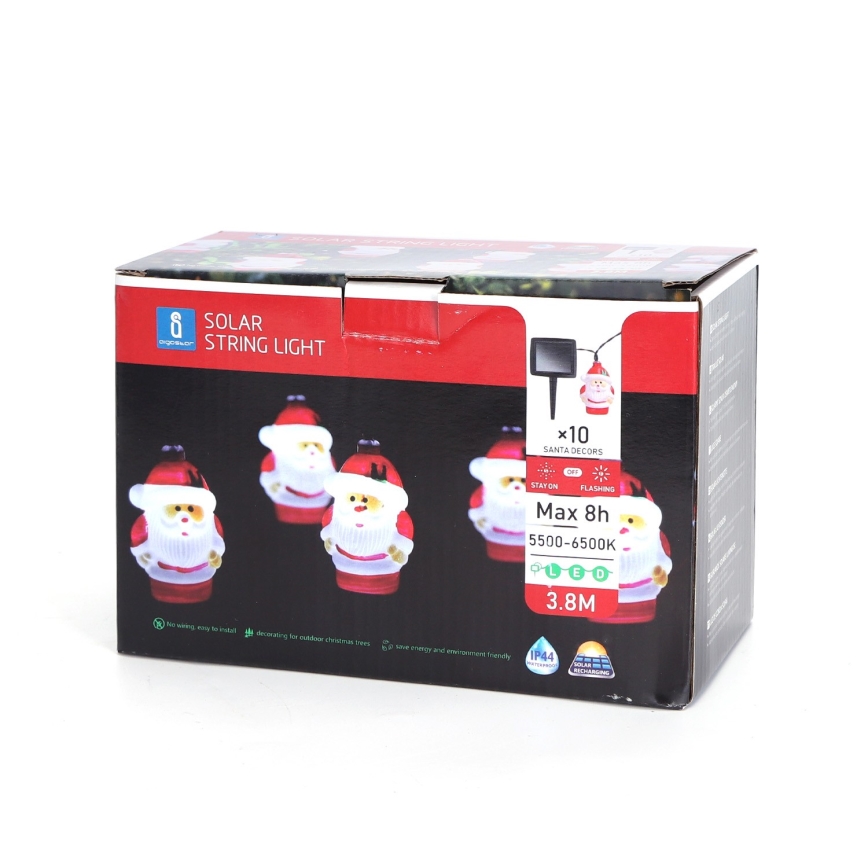 Aigostar - LED соларна гирлянда 10xLED/3,8 m IP44 студено бяло 400 mAh