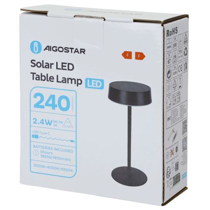 Aigostar - LED соларна лампа LED/2,4W/5V IP44 1800 mAh