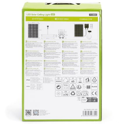 Aigostar - LED соларно осветително тяло LED/70W/12V 6000 mAh 6500K IP65 Ø 20,5 см + дистанционно управление