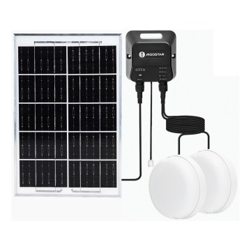 Aigostar - Соларно LED осветително тяло 2xLED/35W/12V 6000 mAh 6500K IP65 Ø 16,8 см + дистанционно управление