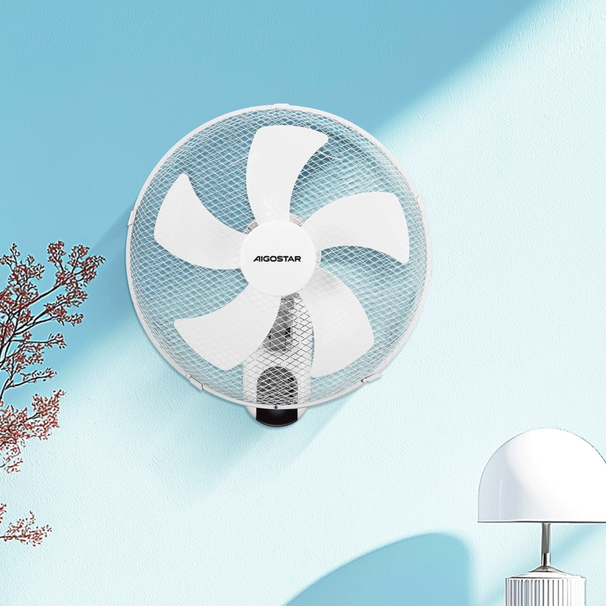 Aigostar -  Стенен вентилатор 45W/230V бял + дистанционно управление