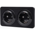 Aigostar - Стенен контакт с рамка 2Z SCHUKO 250V/16A черен