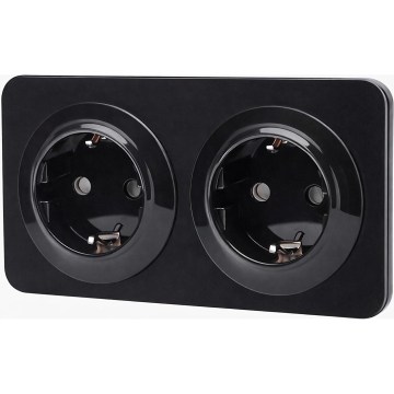Aigostar - Стенен контакт с рамка 2Z SCHUKO 250V/16A черен