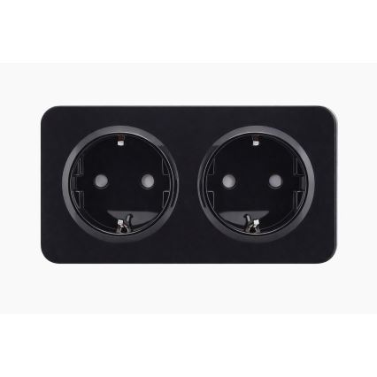 Aigostar - Стенен контакт с рамка 2Z SCHUKO 250V/16A черен