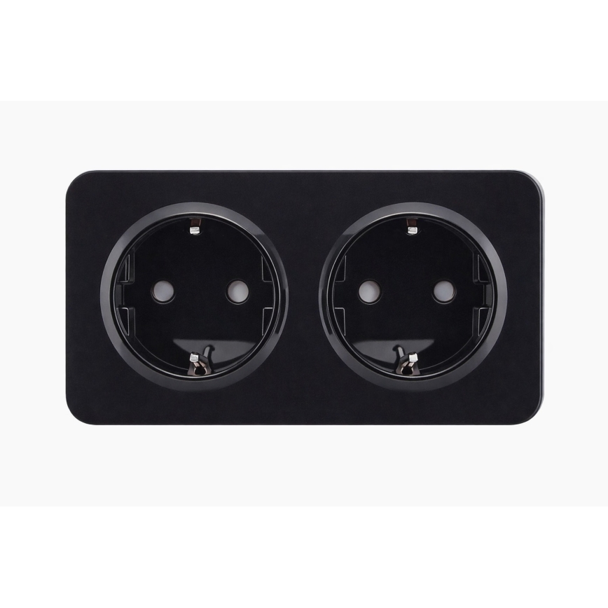 Aigostar - Стенен контакт с рамка 2Z SCHUKO 250V/16A черен