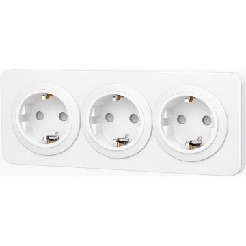 Aigostar - Стенен контакт с рамка 3Z SCHUKO 250V/16A бял