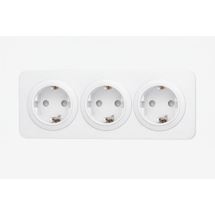 Aigostar - Стенен контакт с рамка 3Z SCHUKO 250V/16A бял