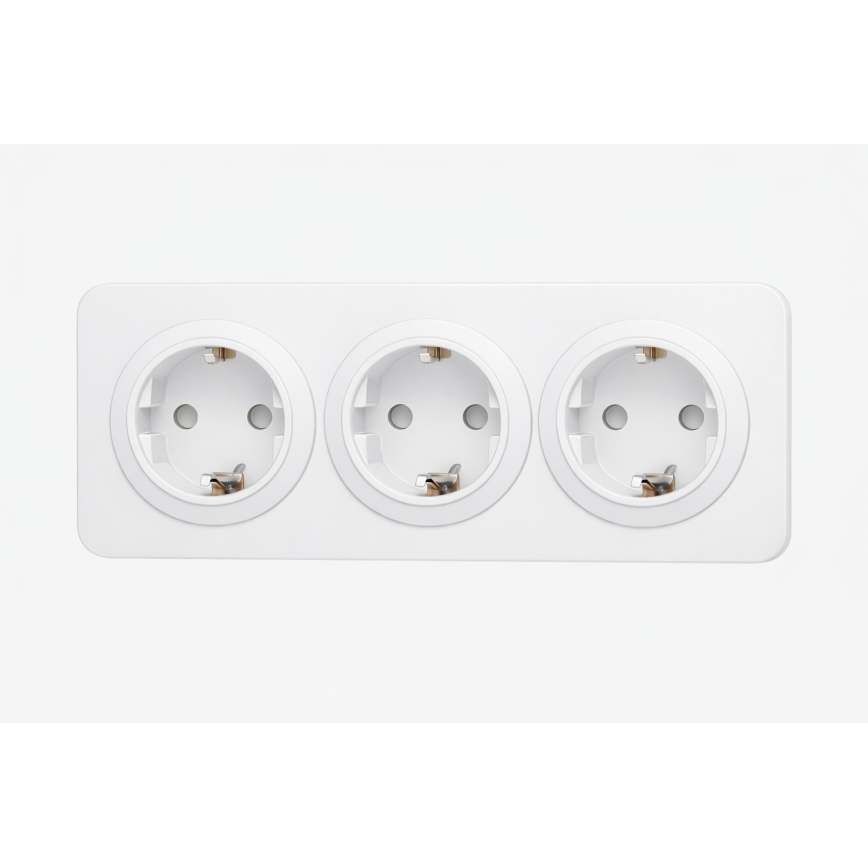 Aigostar - Стенен контакт с рамка 3Z SCHUKO 250V/16A бял