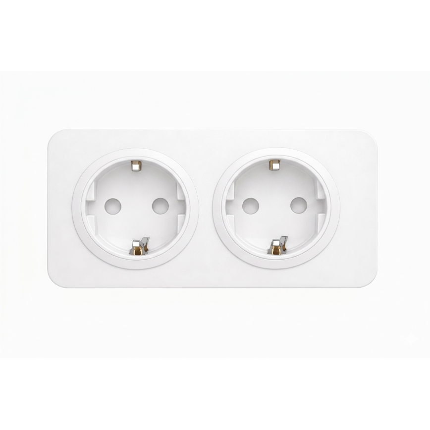 Aigostar - Стенна розетка с рамка 2Z SCHUKO 250V/16A бяла