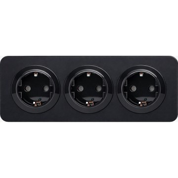 Aigostar - Стенна розетка с рамка 3Z SCHUKO 250V/16A черна