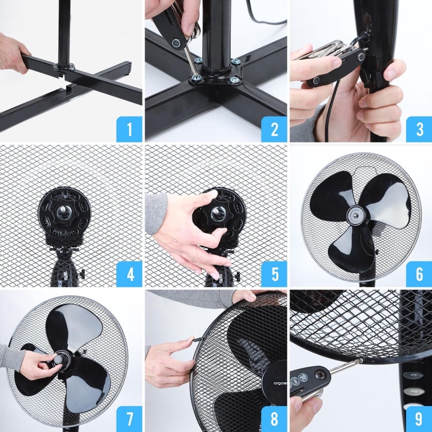 Aigostar - Стоящ вентилатор 40W/230V 120 см черен