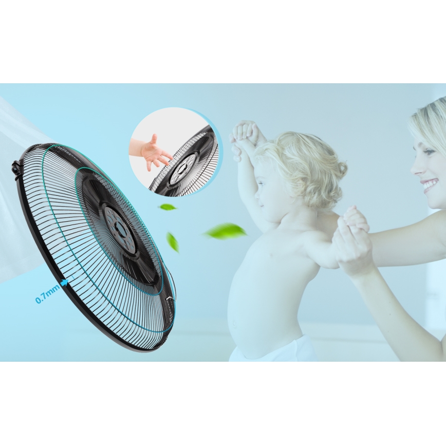 Aigostar - Стоящ вентилатор с ефект на мъгла 95W/230V черен/сив + дистанционно управление