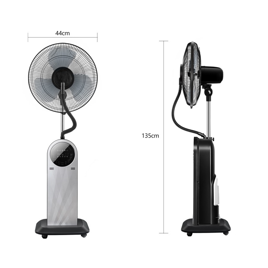 Aigostar - Стоящ вентилатор с ефект на мъгла 95W/230V черен/сив + дистанционно управление