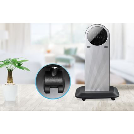 Aigostar - Стоящ вентилатор с ефект на мъгла 95W/230V черен/сив + дистанционно управление