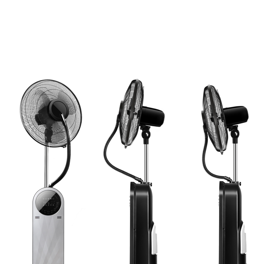 Aigostar - Стоящ вентилатор с ефект на мъгла 95W/230V черен/сив + дистанционно управление
