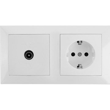 Aigostar - телевизионна розетка и SCHUKO розетка 230V в бяла рамка