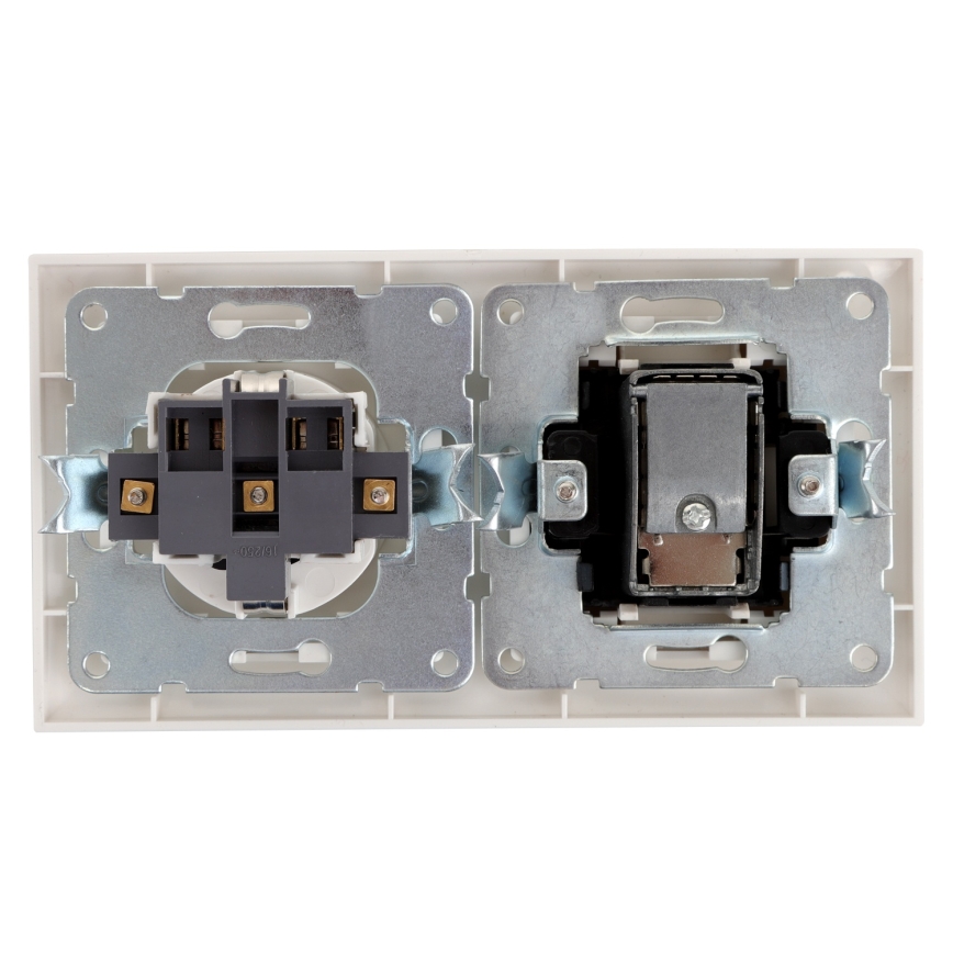 Aigostar - телевизионна розетка и SCHUKO розетка 230V в бяла рамка