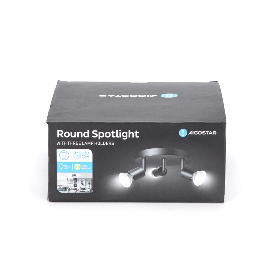 Aigostar - Точково осветително тяло 3xGU10/60W/230V черно