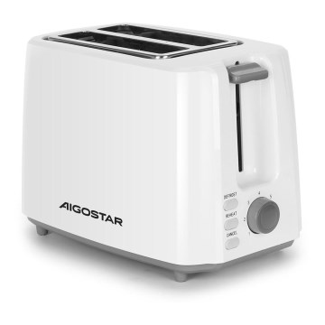Aigostar - Тостер с два отвора 750W/230V бял