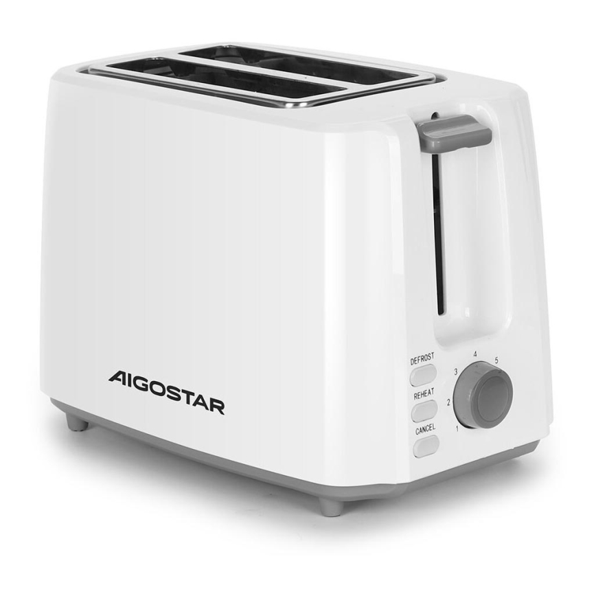 Aigostar - Тостер с два отвора 750W/230V бял