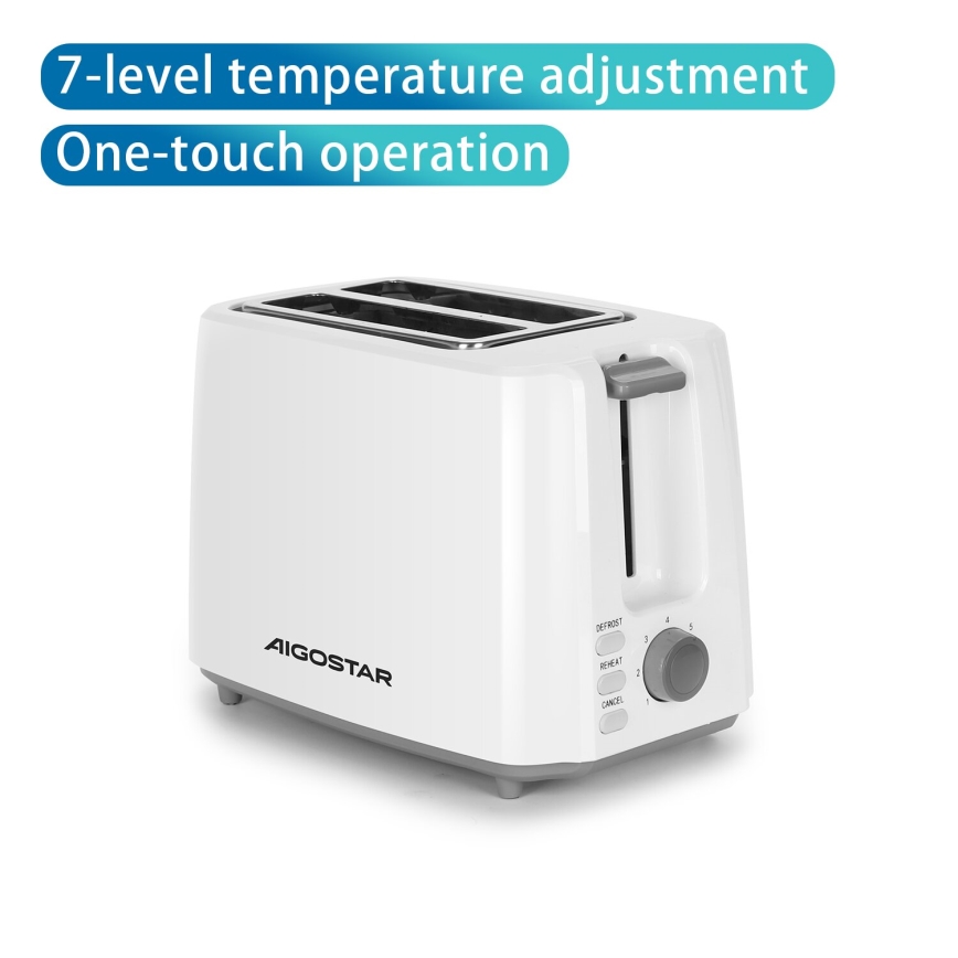 Aigostar - Тостер с два отвора 750W/230V бял