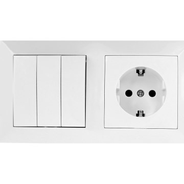 Aigostar - Троен ключ № 3 и SCHUKO 230V розетка с бяла рамка