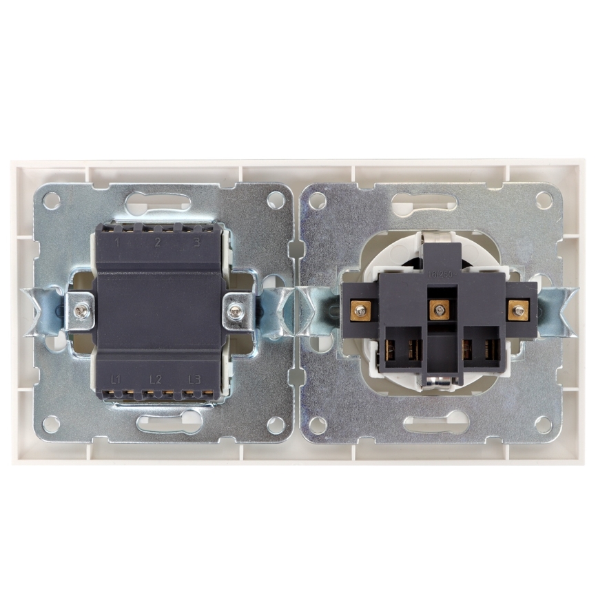 Aigostar - Троен ключ № 3 и SCHUKO 230V розетка с бяла рамка