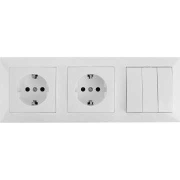 Aigostar - Троен ключ №3 и 2x SCHUKO розетки 230V с бяла рамка