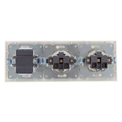 Aigostar - Троен ключ №3 и 2x SCHUKO розетки 230V с бяла рамка