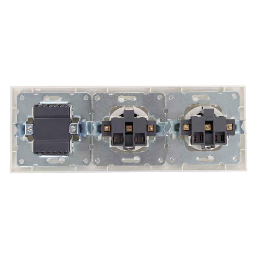 Aigostar - Троен ключ №3 и 2x SCHUKO розетки 230V с бяла рамка