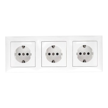 Aigostar - Тройна домашна контактна розетка с рамка SCHUKO 230 V бяла
