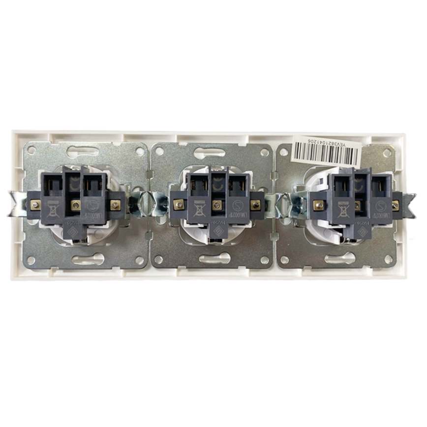 Aigostar - Тройна домашна контактна розетка с рамка SCHUKO 230 V бяла