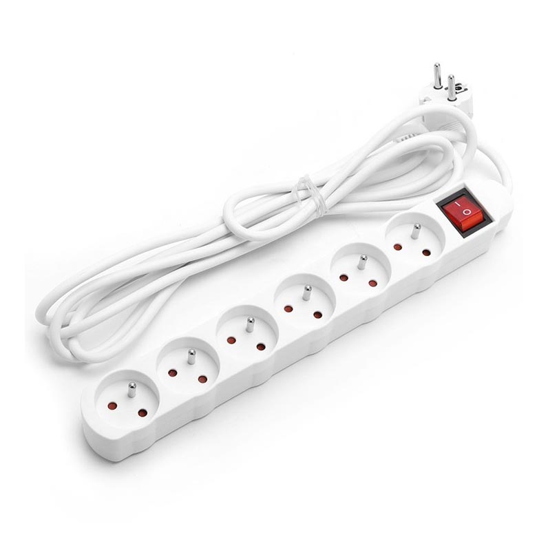 Aigostar - Удължител с ключ 6 гнезда 5м бял