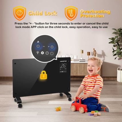 Aigostar - Умен електрически конвектор/нагревател с LCD дисплей ECO/1000/2000W Wi-Fi