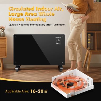 Aigostar - Умен електрически нагревател/конвектор 2000W Wi-Fi