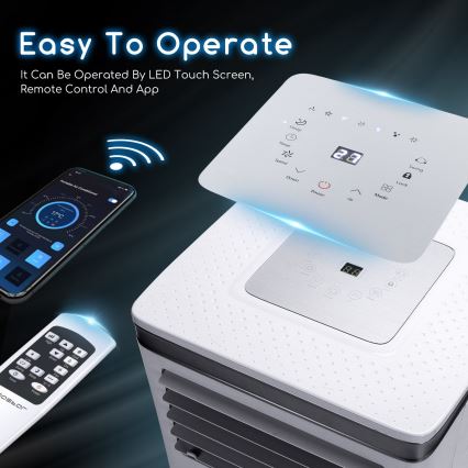 Aigostar - Умен мобилен климатик 3 в 1 1003W/230V 9000 BTU Wi-Fi бял + дистанционно управление