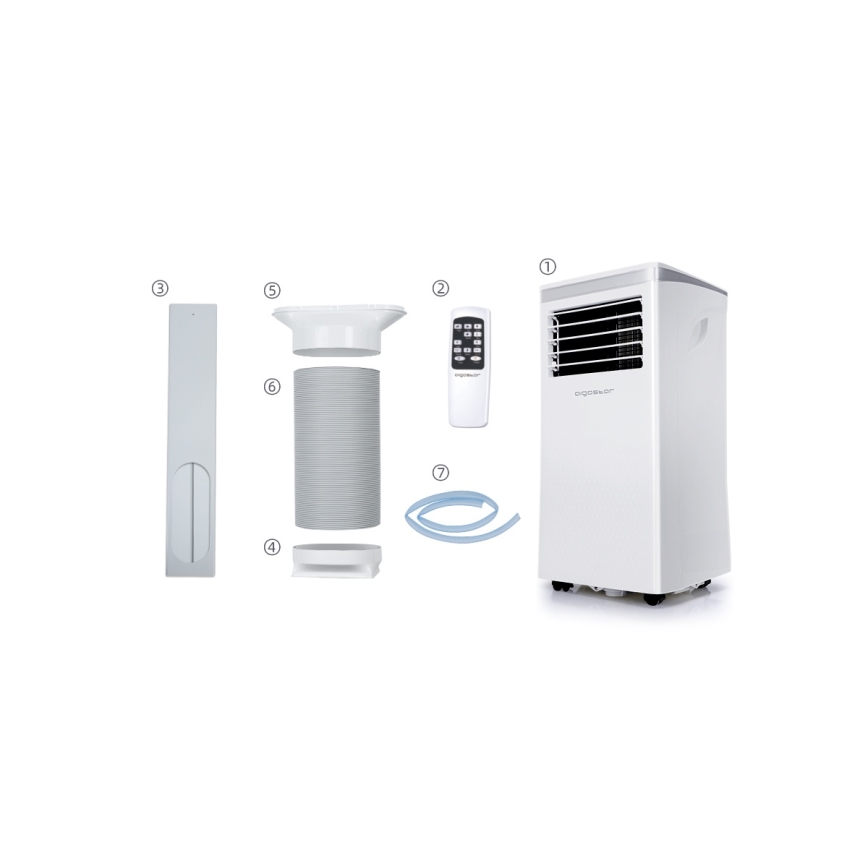 Aigostar - Умен мобилен климатик 3 в 1 1003W/230V 9000 BTU Wi-Fi бял + дистанционно управление