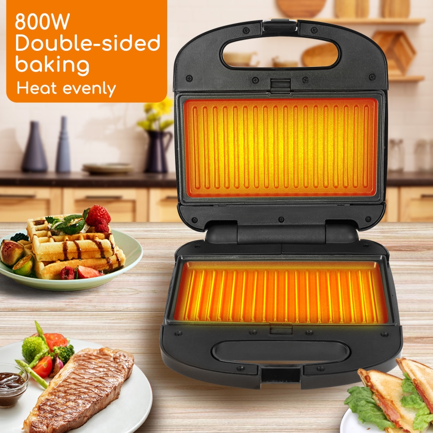 Aigostar - Уред за приготвяне на сандвичи 800W/230V черен